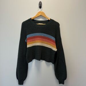 American Eagle Outfitters Black Sweater with Rainbow Stripes